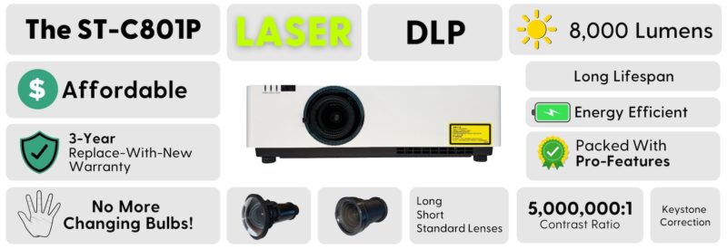 8000 Lumen DLP Laser Projector | The ST-C801P - Springtree Media